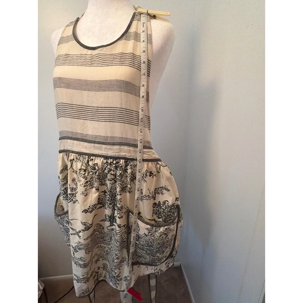 Sur La Table Cotton Apron Toile de Jouy Striped French Country Cream Charcoal